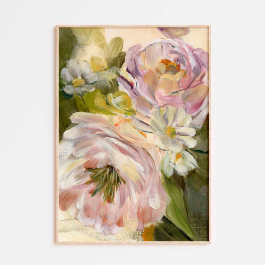 floral art print in light frame